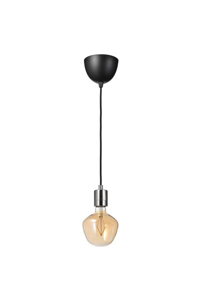 Generic Pendant lamp with light bulb, nickel-plated bell-shaped/brown clear g...