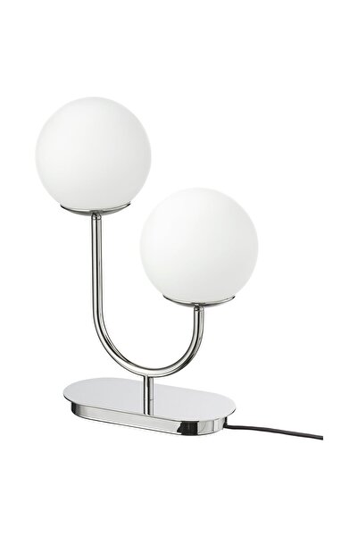 Generic Table lamp, chrome-plated/opal white glass, 42 cm