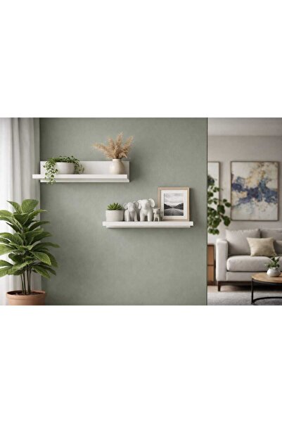 CRAFT HOUSE ART DESIGN Modern U Tipi 2’li Duvar Rafı Seti - Dekoratif Kitaplı...