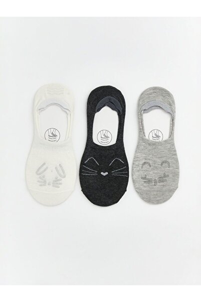 LC Waikiki Patterned Non-Slip Heel Women's Babet Socks 3 pcs