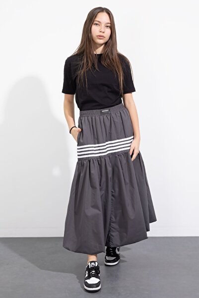 Cansın Mini Smoked Stripe Patterned Girl's Balloon Skirt 23559