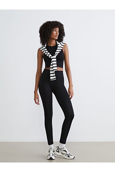 LC Waikiki Corded Fabric Women's Sports Leggings with Elastic Waist