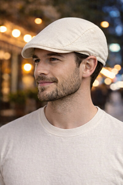 PaminBags Aksesuar Λινό Ελαστικό Καπέλο Πάπιας με Γείσο ÜN0080