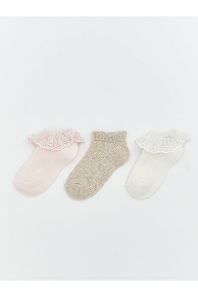 LC Waikiki Ruffled Baby Girl Booties Socks 3-Piece Set