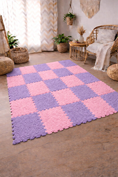 BEYDEX 6 adet 50x50 ölçüünde peluş halı yapboz halı puzzle halı