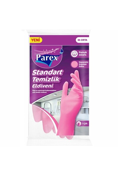 Parex Set of 4 x Standard Cleaning Gloves, with Cotton, Size M