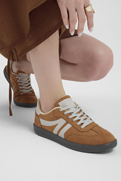 Tonny Black Women's Tan Beige Thermo Sole Side Striped Lace-Up Daily Comforta...