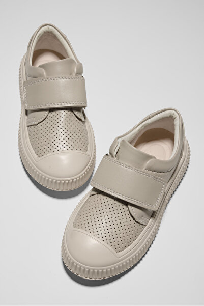 Tonny Black Pantofi sport pentru copii, unisex, bej, cu velcro, confortabili