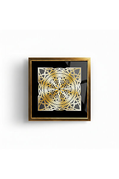 OMSA GRUP 3 Boyutlu 4 katlı Altın-Gümüş görünümlü Mandala Desen Camlı ve Lüx ...