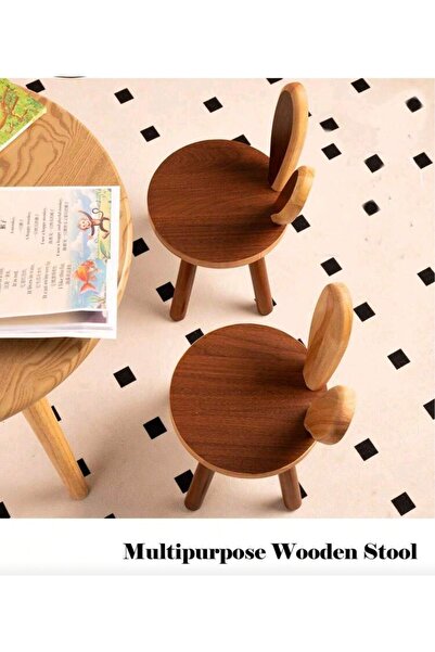 Mtanvxay كرسي أطفال خشبي صلب على شكل حيوان، مناسب للأطفال الصغار لتناول الطعا...