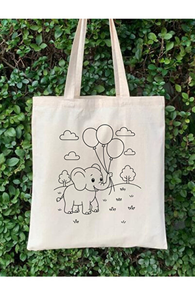 Cemira Sevimli Fil Etkinlik Çocuk Boyama Çantası - Boyanabilir Bez Çanta - Ça...