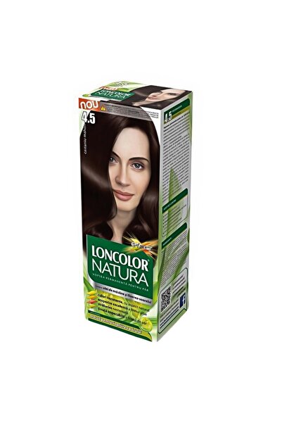 Loncolor Natura Set 3 x Vopsea de Par Permanenta 4.5 Castaniu Mahon, 100 ml