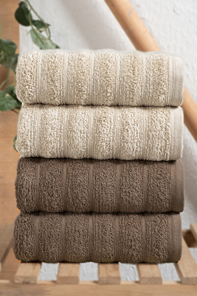 DNZGÜLCAN طقم مناشف بابل مكون من 4 قطع، 100% قطن، مناشف فاخرة لليدين والوجه و...