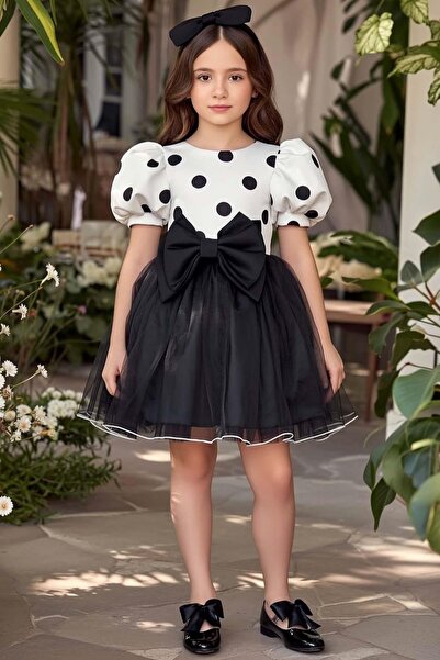 Riccotarz Дівчача сукня з бантиком на талії та мереживними деталями, з пишним...