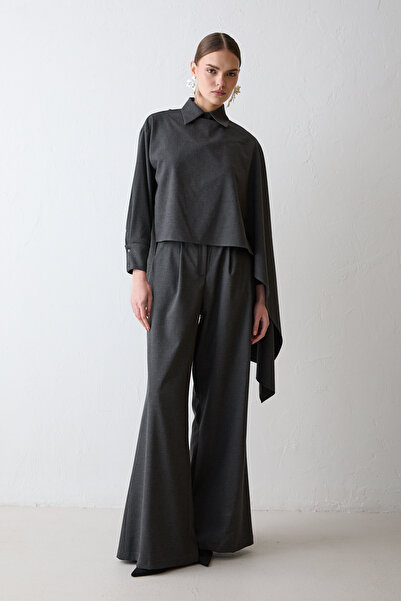 Melike Tatar Shawl Detailed Shirt Set 32-2680