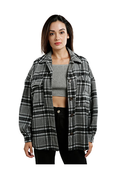 london Rag Women Oversized Flannel Plaid Shirt