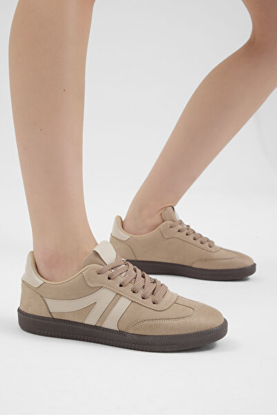 Tonny Black Women's Beige Thermo Sole Side Striped Lace-Up Daily Comfortable ...