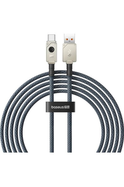 Baseus Cablu USB la USB Tip-C 100W, 2m, împletitură zincată, alb