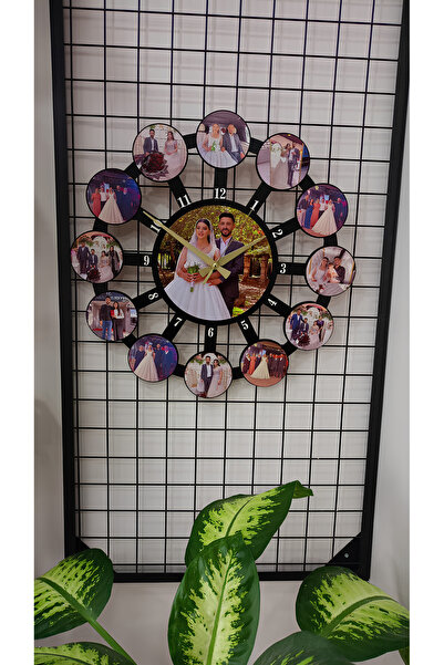 BekTek SEVGİLİLER GÜNÜ Hediyesi -12 Resimli Kişiye Özel Ahşap Sessiz Duvar Sa...