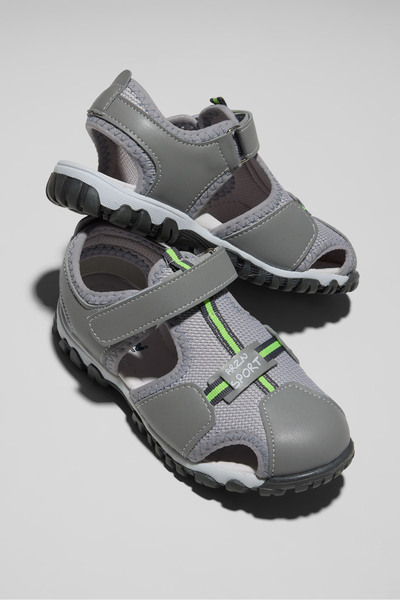 Tonny Black Sandale confortabile cu velcro pentru copii, unisex, gri deschis