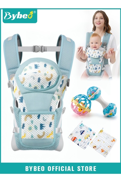 BYBEO Baby Carrier, Baby Wraps Carrier with 2 Bibs and 2 Rattle Toys Set, Erg...