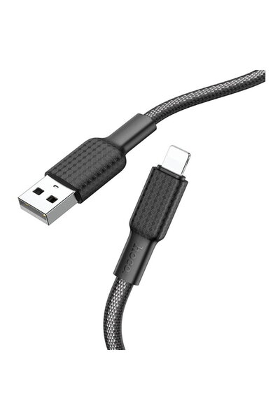 Hoco Cablu de date USB la Lightning 12W, 2.4A, 1m - Jaeger (X69) - Negru / Alb