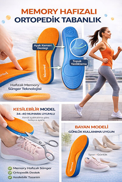 wicromed Memory Hafızalı Ortopedik Tabanlık – | Kesilebilir | 34–40 Numara