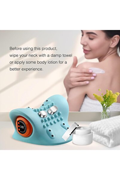 LET Aparat de masaj electric pentru gat cu incalzire, masaj cervical wireless tip perna de relaxare