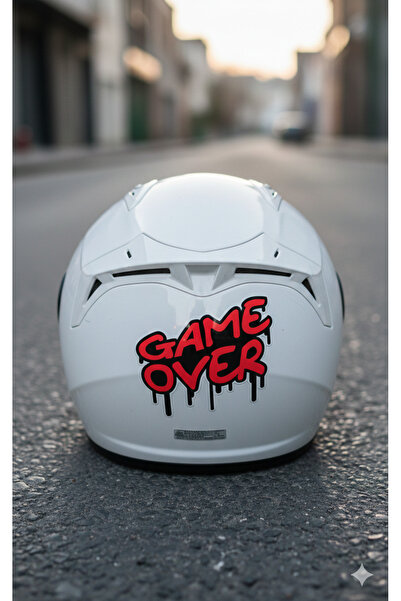 Yalıgraf Reklam Tabela Game over Red Black Sticker Motorcycle Helmet Car Wind...