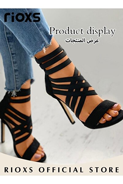 RIOXS Women's High Heels Sandals, Open Toe Strappy Stiletto Heeled Sandals wi...