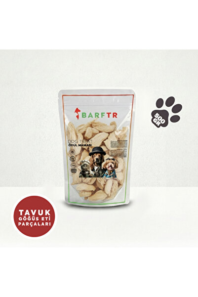 BARFTR Tavuk Göğüs Eti Parçaları Atıştırmalık Ödül Maması 500 GRAM Kediler İçin
