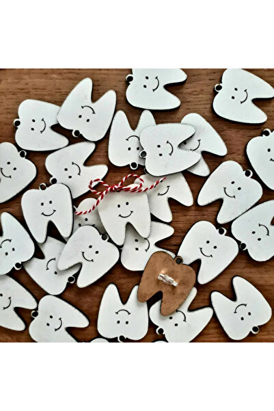 OEM Set de 5 decorațiuni MDF "Dinte Mărțișor" cu sfoară, carton, ambalaj, agă...