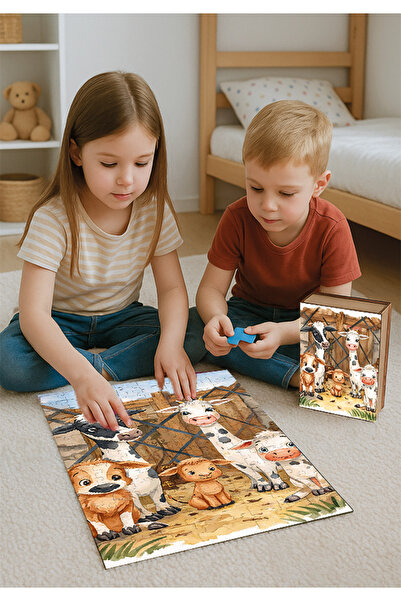 Natureplaydesign 70 قطعة من ألغاز الأطفال ذات طابع حيوانات المزرعة - تجربة لع...