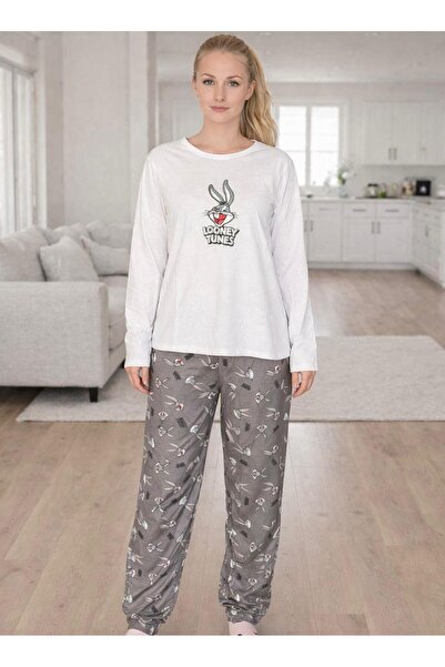 SWARO Long-Sleeved Pajama Set with Bugs Bunny Pattern