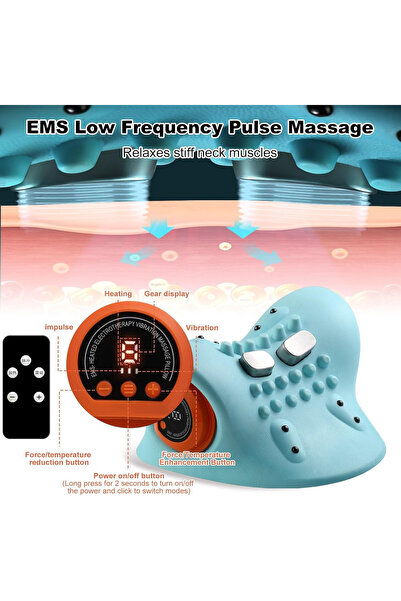 LET Aparat de masaj electric pentru gat cu incalzire, masaj cervical wireless tip perna de relaxare