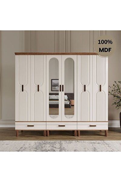 Flances Laçin 6 Kapaklı Ç.ekmeceli MDF Gardırop