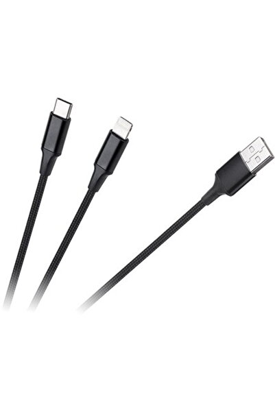 Cabletech CABLU USB A - USB C/LIGHTNING (2+1) 1M