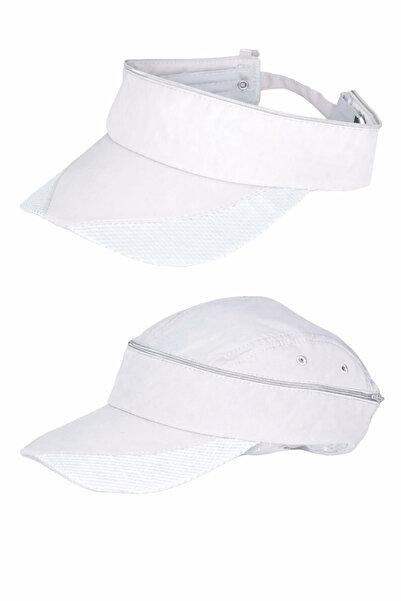 ZERAMİNE White Micro Fabric Visor Hat with Zipper Unisex – Lightweight Sports...