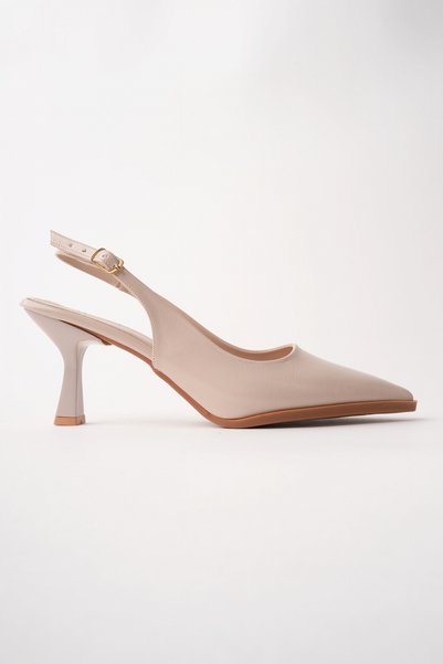 bakac store Woman's beige open back pointed toe high heels
