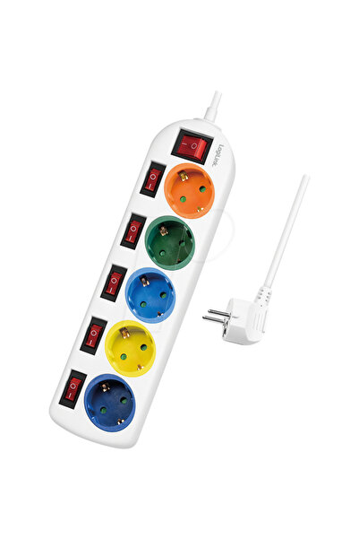 LogiLink 5 gniazd 1.5m colorowa