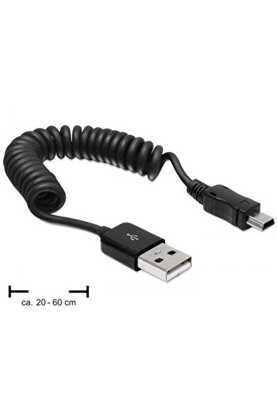 DELOCK Cablu spiralat USB 2.0-A tata la mini USB tata