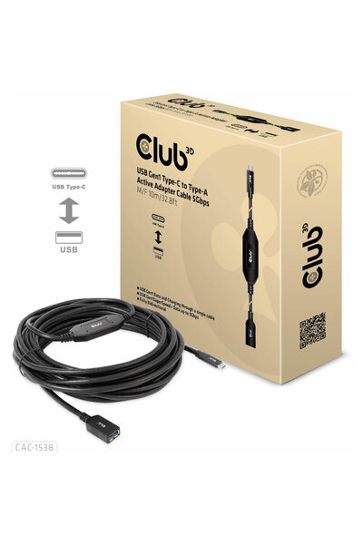 Club 3D Cablu adaptor activ CAC-1538 USB Gen1 Tip-C la Tip-A 5Gbps M/F 10m