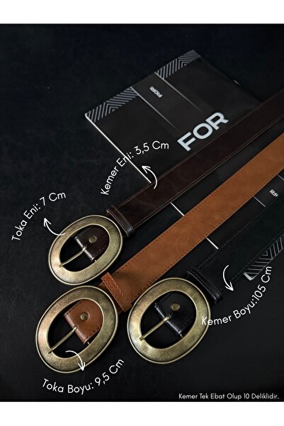 Fiori Women's Faux Leather Oval Buckle Belt, Jacket Belt, Shirt Belt, Dress Belt