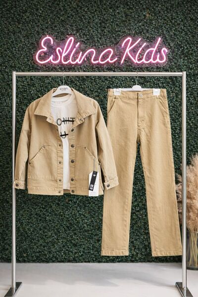 Eslina Erkek Çocuk Bayramlık Bej Ceket & Pantolon Takımı 3 parça 9-12 yaş