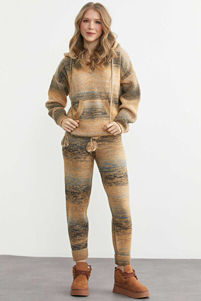 Sementa Hooded Multi-Colored Knitwear Set - Orange