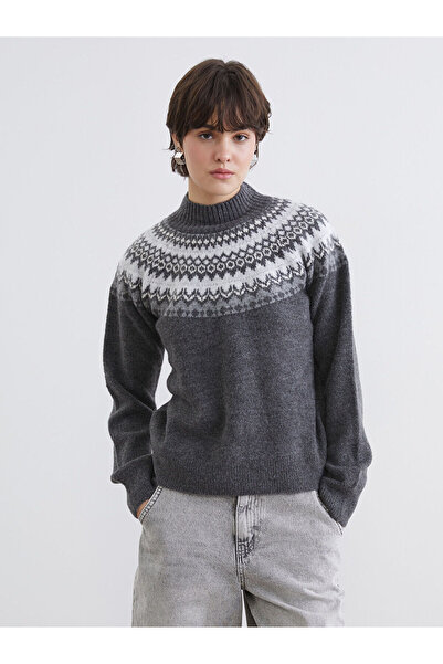 LC Waikiki Özmarka New Season Half Turtleneck Patterned Women's Knitwear Sweater