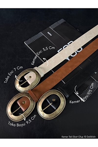 Fiori Women's Faux Leather Oval Buckle Belt, Jacket Belt, Shirt Belt, Dress Belt