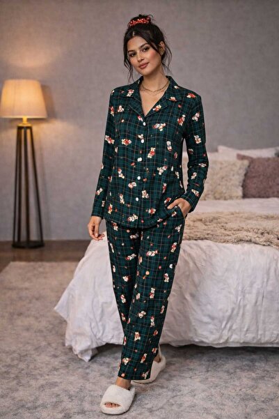 Hepyek Patterned Suede Fabric Pajama Set