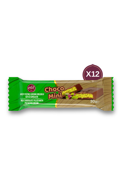 Elit Çikolata Choco Mini Antep Fıstıklı Krema Dolgulu Sütlü Çikolata 30g 12'l...