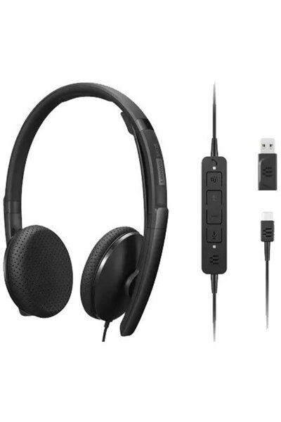 LENOVO 4XD1M45626 Cască cu bandă pentru cap cu fir, USB Type-C, Negru